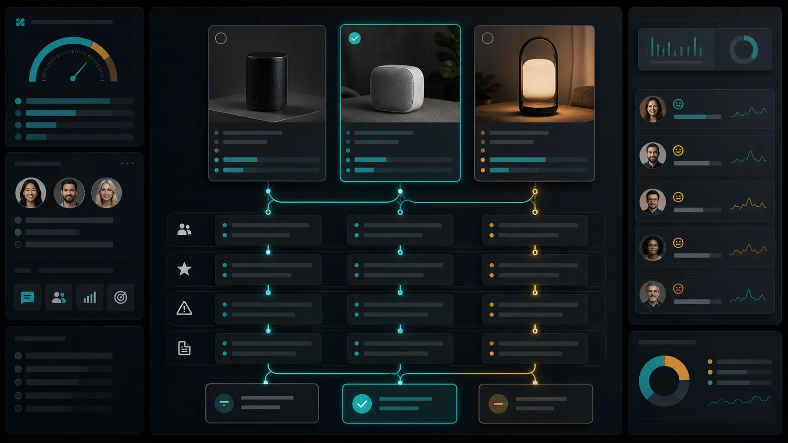 Product concepts compared against product-testing signals and validation checkpoints
